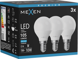 Mexen Nova 3x LED Bulb E14, G45, 1W, Cold - 6500K, 105 lm - L101-E14-0165-01x03