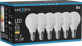 Mexen Nova 6x LED Bulb E14, G45, 3W, Warm - 3000K, 315 lm - L101-E14-0330-01x06