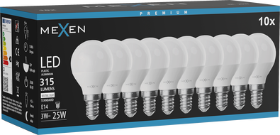 Mexen Nova 10x LED Bulb E14, G45, 3W, Neutral - 4000K, 315 lm - L101-E14-0340-01x10