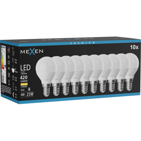 Mexen Nova 10x LED Bulb E14, G45, 4W, Warm - 3000K, 420 lm - L101-E14-0430-01x10