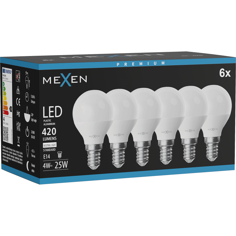 Mexen Nova 6x LED Bulb E14, G45, 4W, Neutral - 4000K, 420 lm - L101-E14-0440-01x06