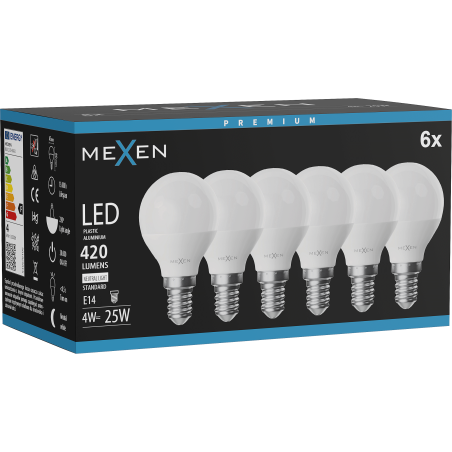 Mexen Nova 6x LED Bulb E14, G45, 4W, Neutral - 4000K, 420 lm - L101-E14-0440-01x06