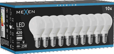 Mexen Nova 10x LED Bulb E14, G45, 4W, Neutral - 4000K, 420 lm - L101-E14-0440-01x10