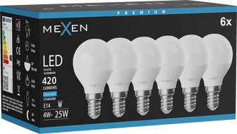 Mexen Nova 6x LED Bulb E14, G45, 4W, Cool - 6500K, 420 lm - L101-E14-0465-01x06