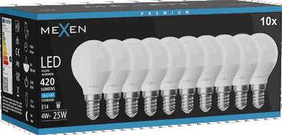 Mexen Nova 10x LED Bulb E14, G45, 4W, Cold - 6500K, 420 lm - L101-E14-0465-01x10