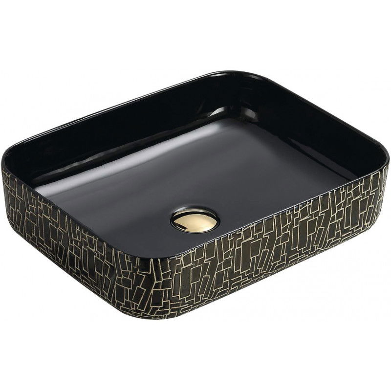 Mexen Lorita countertop washbasin 51 x 39 cm, Black/Gold - 22135163
