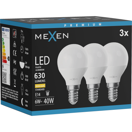 Mexen Nova 3x LED Bulb E14, G45, 6W, Warm - 3000K, 630 lm - L101-E14-0630-01x03