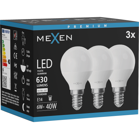 Mexen Nova 3x LED Bulb E14, G45, 6W, Neutral - 4000K, 630 lm - L101-E14-0640-01x03