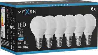 Mexen Nova 6x LED Bulb E14, G45, 7W, Cool - 6500K, 735 lm - L101-E14-0765-01x06