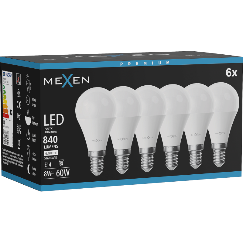 Mexen Nova 6x LED Bulb E14, G45, 8W, Neutral - 4000K, 840 lm - L101-E14-0840-01x06