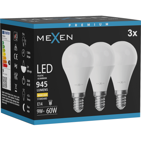 Mexen Nova 3x LED Bulb E14, G45, 9W, Warm - 3000K, 945 lm - L101-E14-0930-01x03