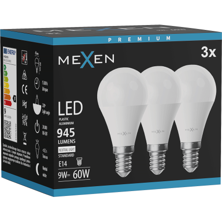 Mexen Nova 3x LED Bulb E14, G45, 9W, Neutral - 4000K, 945 lm - L101-E14-0940-01x03