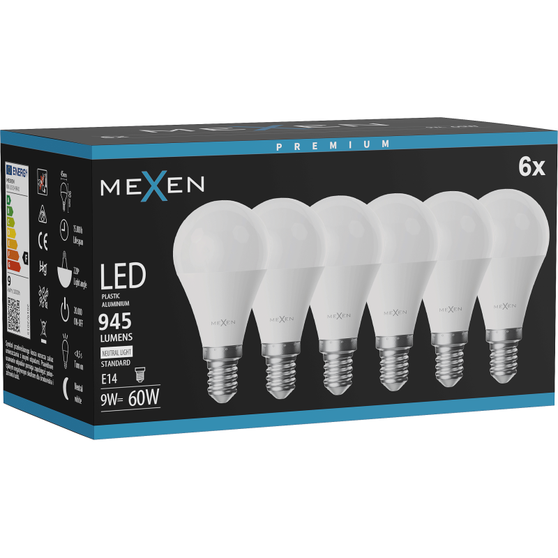 Mexen Nova 6x LED Bulb E14, G45, 9W, Neutral - 4000K, 945 lm - L101-E14-0940-01x06
