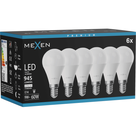 Mexen Nova 6x LED Bulb E14, G45, 9W, Neutral - 4000K, 945 lm - L101-E14-0940-01x06