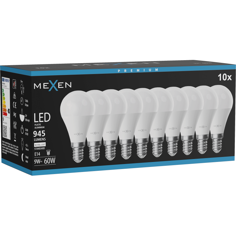 Mexen Nova 10x LED Bulb E14, G45, 9W, Neutral - 4000K, 945 lm - L101-E14-0940-01x10