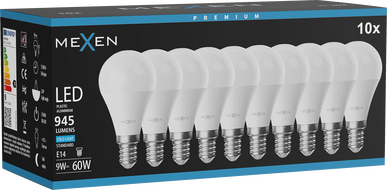 Mexen Nova 10x LED Bulb E14, G45, 9W, Cold - 6500K, 945 lm - L101-E14-0965-01x10