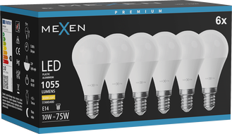 Mexen Nova 6x LED Bulb E14, G45, 10W, Warm - 3000K, 1055 lm - L101-E14-1030-01x06