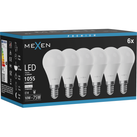Mexen Nova 6x LED Bulb E14, G45, 10W, Neutral - 4000K, 1055 lm - L101-E14-1040-01x06