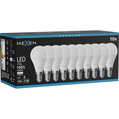 Mexen Nova 10x LED Bulb E14, G45, 10W, Neutral - 4000K, 1055 lm - L101-E14-1040-01x10