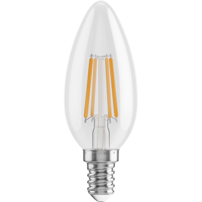 Mexen Vintis 6x LED Filament Bulb E14, C35, 4W, Warm - 2700K, 470 lm, clear - L154-E14-0427-00x06