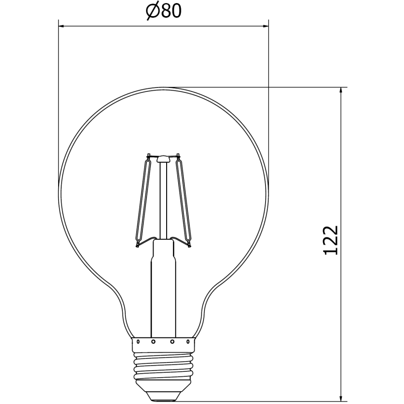 Mexen Vintis 3x Filament LED Bulb E27, G80, 2W, Warm - 2200K, 150 lm, smoke - L155-E27-0222-70x03
