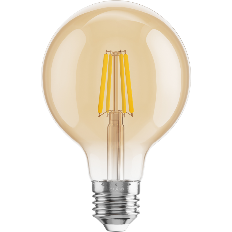 Mexen Vintis 3x LED Filament Bulb E27, G80, 4W, Warm - 2700K, 400 lm, amber - L155-E27-0427-50x03