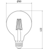Mexen Vintis 3x LED Filament Bulb E27, G80, 6W, Warm - 2700K, 510 lm, smoke - L155-E27-0627-70x03