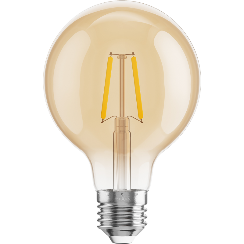 Mexen Vintis 6x LED Filament Bulb E27, G80, 2W, Warm - 2200K, 180 lm, amber - L155-E27-0222-50x06