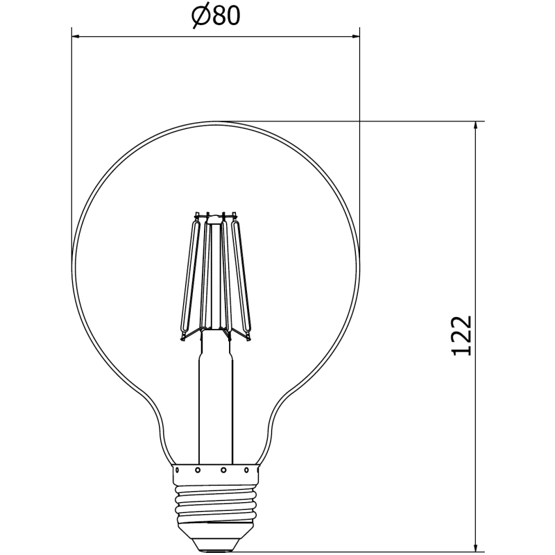 Mexen Vintis 10x LED Filament Bulb E27, G80, 4W, Warm - 2200K, 400 lm, amber - L155-E27-0422-50x10