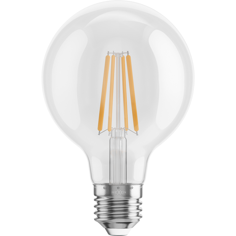 Mexen Vintis 6x LED Filament Bulb E27, G80, 8W, Warm - 2700K, 1055 lm, Clear - L155-E27-0827-00x06