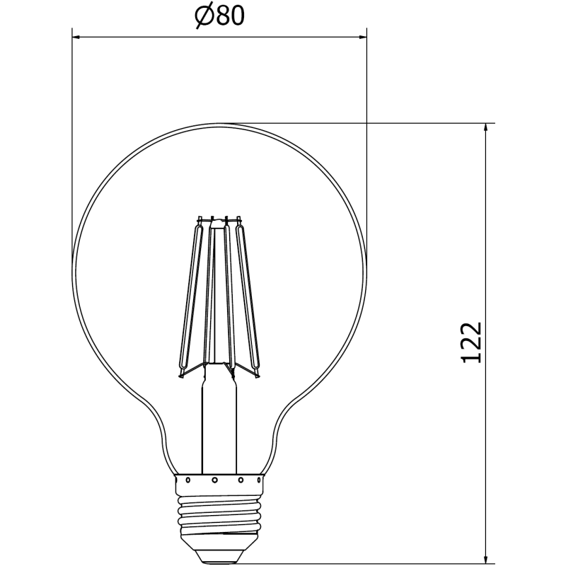 Mexen Vintis 6x Filament LED Bulb E27, G80, 8W, Warm - 2700K, 750 lm, amber - L155-E27-0827-50x06