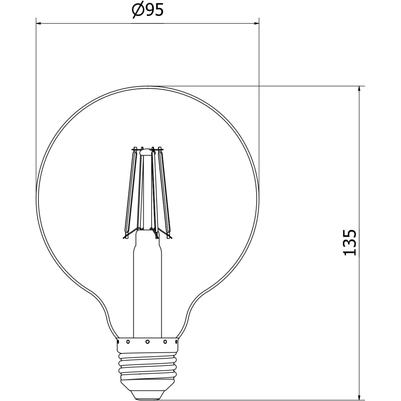 Mexen Vintis 3x LED Filament Bulb E27, G95, 6W, Warm - 2700K, 510 lm, smoke - L157-E27-0627-70x03