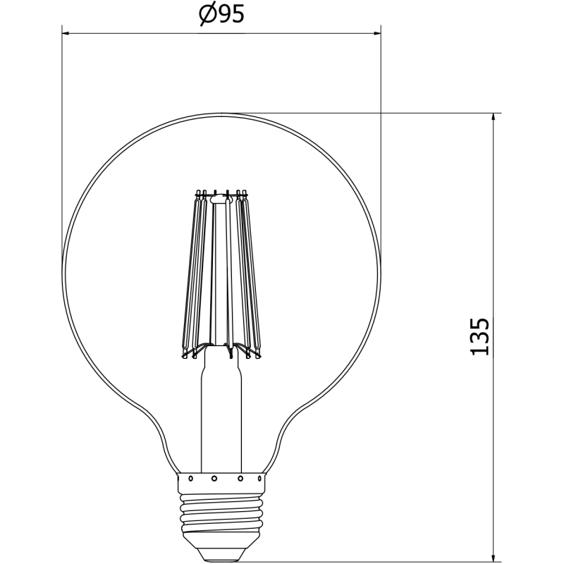 Mexen Vintis 6x LED Filament Bulb E27, G95, 10W, Warm - 2700K, 1320 lm, clear - L157-E27-1027-00x06