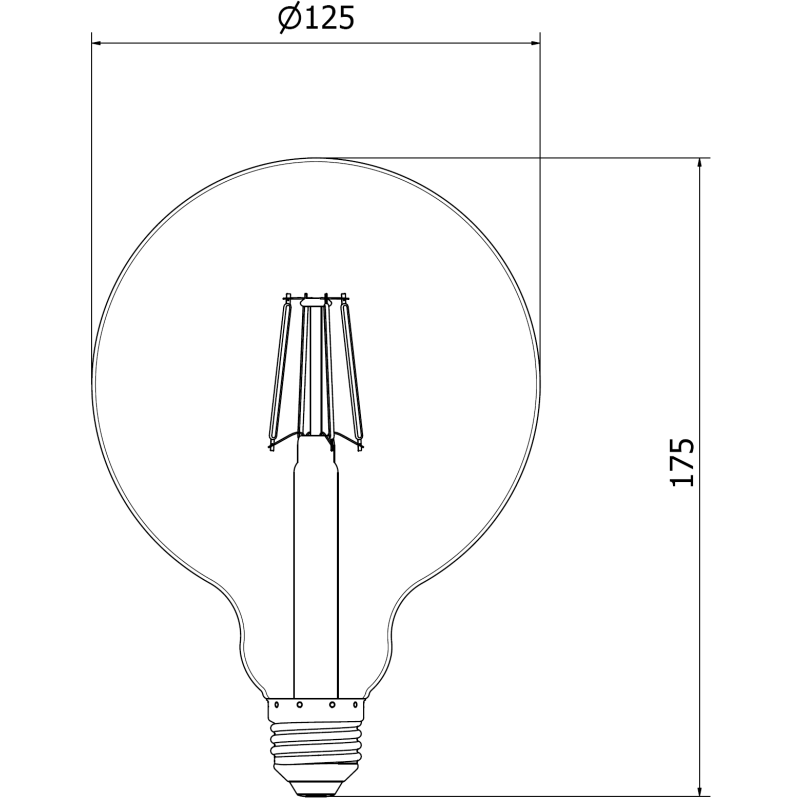 Mexen Vintis 10x LED Filament Bulb E27, G125, 4W, Warm - 2200K, 400 lm, amber - L158-E27-0422-50x10