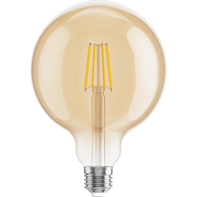 Mexen Vintis 6x LED Filament Bulb E27, G125, 6W, Warm - 2200K, 600 lm, amber - L158-E27-0622-50x06