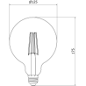 Mexen Vintis 10x LED Filament Bulb E27, G125, 8W, Warm - 2200K, 750 lm, amber - L158-E27-0822-50x10