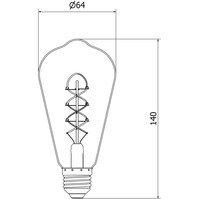 Mexen Vintis 3x LED Filament Spiral Bulb E27, ST64, 4W, Warm - 2200K, 360 lm, amber - L162-E27-0422-50x03