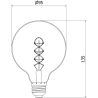 Mexen Vintis 3x Filament Spiral LED Bulb E27, G95, 8W, Warm - 2200K, 450 lm, smoke - L167-E27-0822-70x03