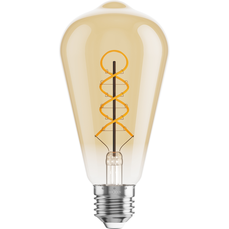 Mexen Vintis 6x Filament LED Spiral Bulb E27, ST64, 4W, Warm - 2200K, 360 lm, amber - L162-E27-0422-50x06