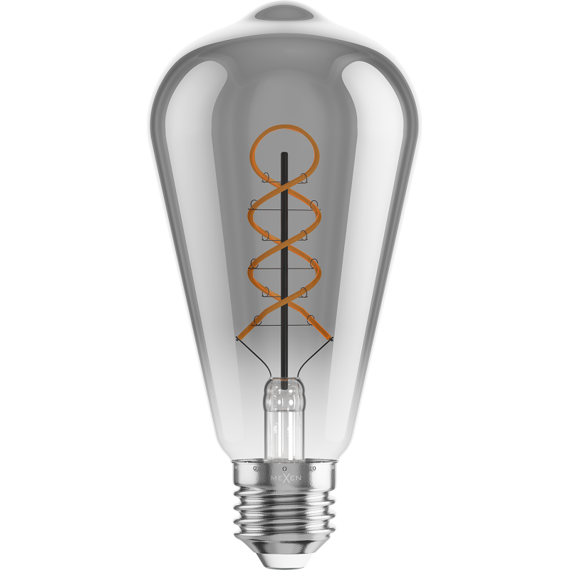 Mexen Vintis 6x LED Filament Bulb Spiral E27, ST64, 6W, Warm - 2200K, 350 lm, smoke - L162-E27-0622-70x06