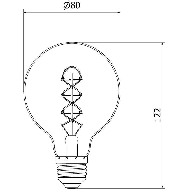 Mexen Vintis 10x Filament Spiral LED Bulb E27, G80, 6W, Warm - 2200K, 350 lm, Smoke - L165-E27-0622-70x10