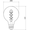 Mexen Vintis 6x LED Spiral Filament Bulb E27, G80, 8W, Warm - 2200K, 450 lm, Smoke - L165-E27-0822-70x06