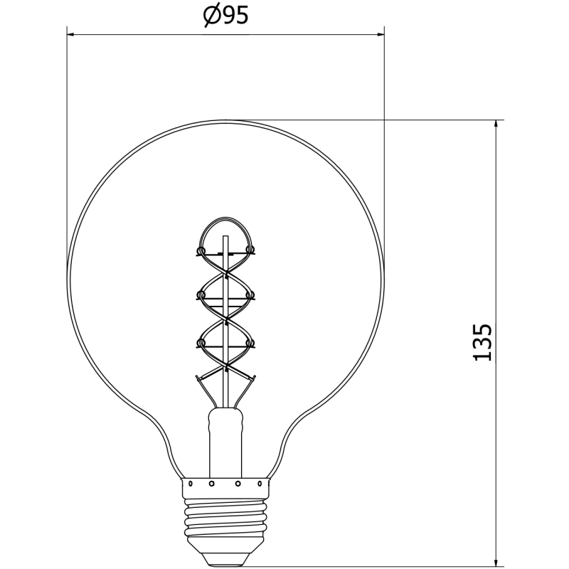 Mexen Vintis 10x LED Filament Spiral Bulb E27, G95, 6W, Warm - 2700K, 530 lm, amber - L167-E27-0627-50x10