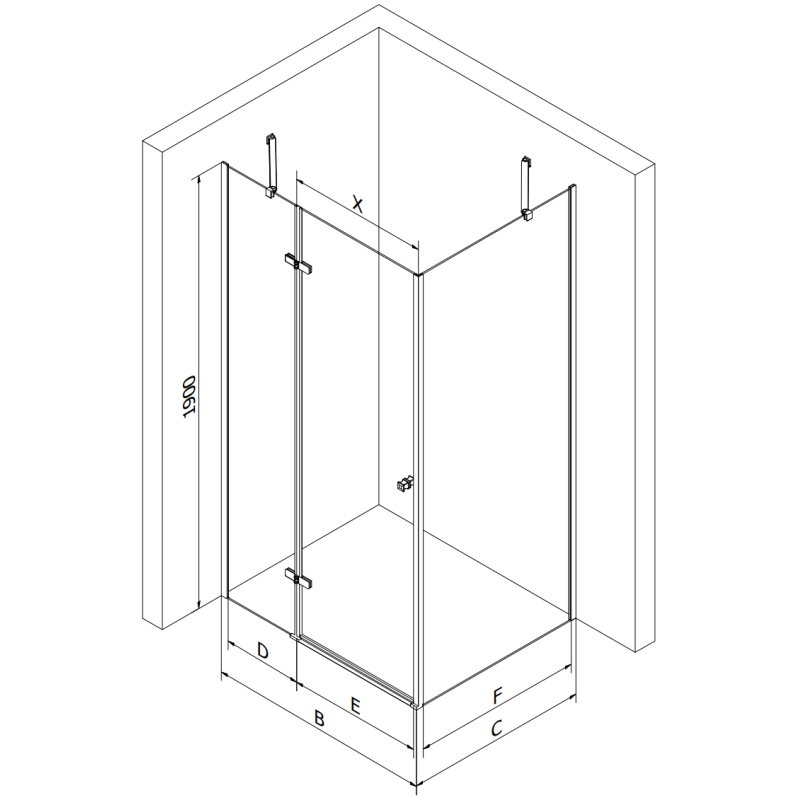 Mexen Roma Hinged Shower Enclosure 80 x 100 cm, Transparent, Black + Flat Tray, White - 854-080-100-70-00-4010B