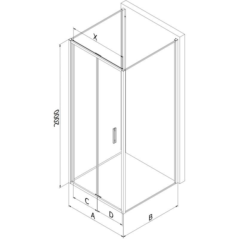 Mexen Exo-F 3S 3-sided folding shower enclosure 80 x 70 cm, transparent, chrome - 816-080-070-01-00-3S