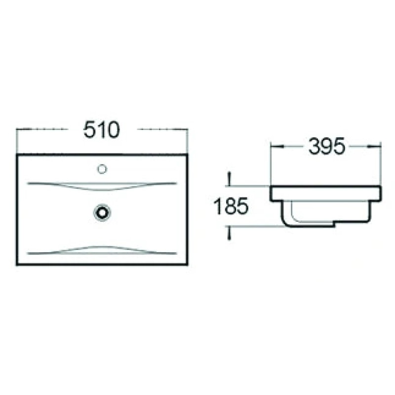 Mexen Emma recessed sink 51 x 39 cm, matte black - 25055185