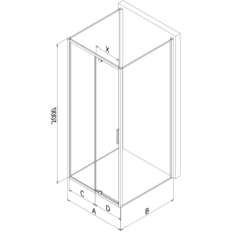 Mexen Exo-R 3S 3-sided hinged shower cabin 130 x 85 cm, transparent, chrome - 819-130-085-01-00-3S