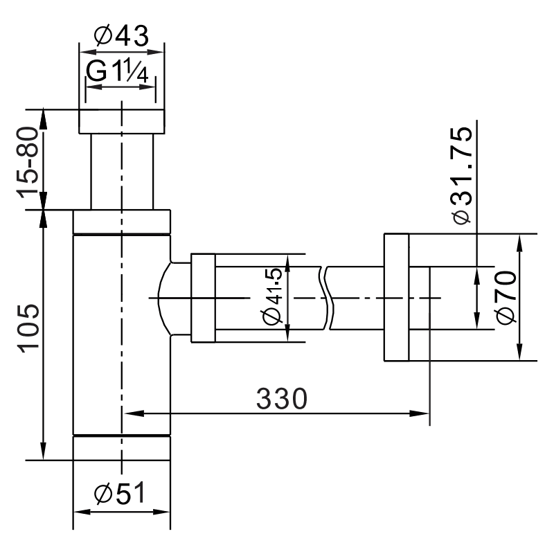 Mexen semi-siphon washbasin round, gold - 79950-50