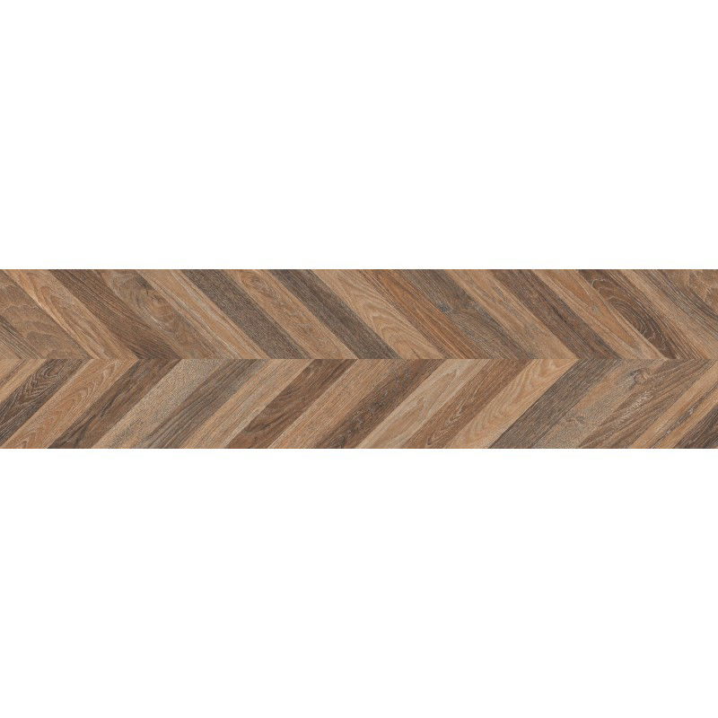 Mexen Native Brown glazed rectified G1 gres, wood-like floor and wall tile 120 x 30 cm, carving - TL704-120-030-01