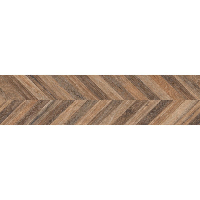 Mexen Native Brown glazed rectified G1 gres, wood-like floor and wall tile 120 x 30 cm, carving - TL704-120-030-01